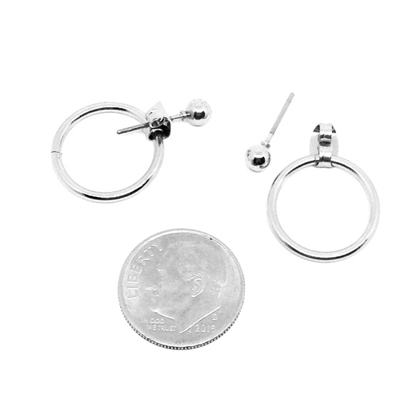 Earrings Ball with Circle Jacket Silver - Picture 2 of 4